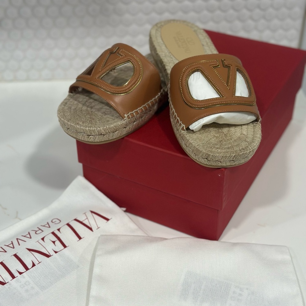 Valentino Garavani Tan Espadrille Sandals